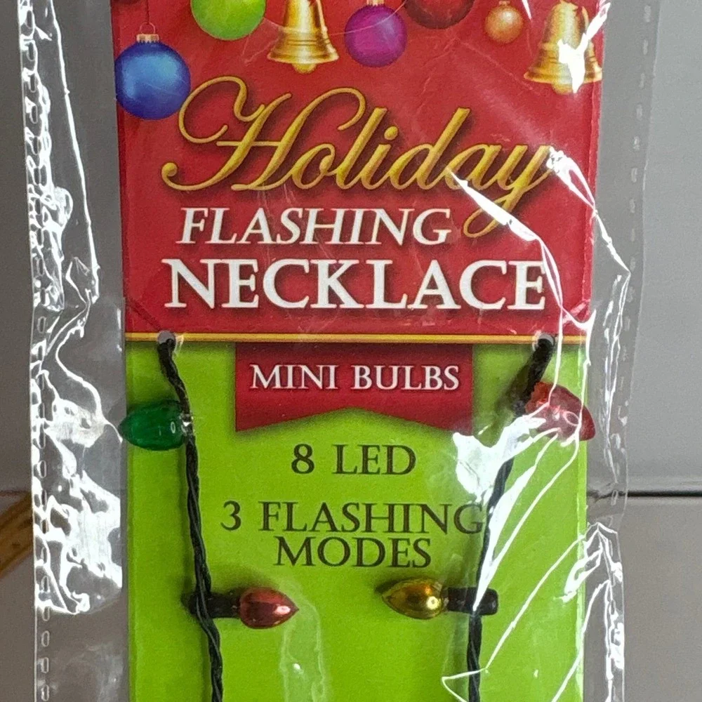 Seasons Holiday Flashing Necklace Mini Bulbs 8 LED 3 Modes Batteries‎ Christmas
